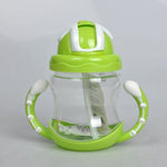 320ml Baby Bottle Kids Cup Silicone Sippy Children Training Cups Cute Baby Drinking Water Straw Handle Feeding Bottle