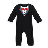 Toddler Handsome Baby Pompers Cool Boy Clothes Baby Long Sleeve Suit Infant Jumpsuit GentlemenBlack Bowknot Rompers Formal Suit