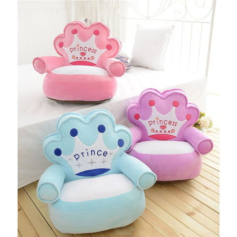 Baby Kids Only Cover NO Filling Cartoon Crown Seat Children Chair Neat Puff Skin Toddler Children Cover for Sofa Best Gifts