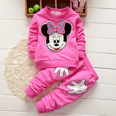Baby Girl Clothes Sets 2018 Spring Autumn Cartoon Leisure Long Sleeved T-shirt Tops + Pants 2PCS Outfit Kids Bebes Jogging Suits