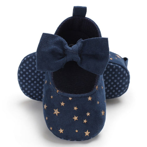 Newborn Baby Girl Flower Sneakers Toddler Cotton Bow Casual Shoes Infant Little Girls Princess Sequin Stars Leather Shoes 0-18Ms