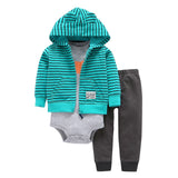 BABY BOY GIRL CLOTHES SET cotton long sleeve hooded jacket+pant+rompers new born infant toddler outfits unisex newborn clothing