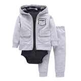 BABY BOY GIRL CLOTHES SET cotton long sleeve hooded jacket+pant+rompers new born infant toddler outfits unisex newborn clothing