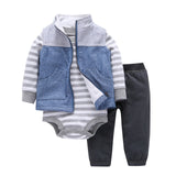 BABY BOY GIRL CLOTHES SET cotton long sleeve hooded jacket+pant+rompers new born infant toddler outfits unisex newborn clothing