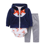 BABY BOY GIRL CLOTHES SET cotton long sleeve hooded jacket+pant+rompers new born infant toddler outfits unisex newborn clothing