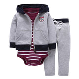 BABY BOY GIRL CLOTHES SET cotton long sleeve hooded jacket+pant+rompers new born infant toddler outfits unisex newborn clothing