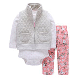 BABY BOY GIRL CLOTHES SET cotton long sleeve hooded jacket+pant+rompers new born infant toddler outfits unisex newborn clothing