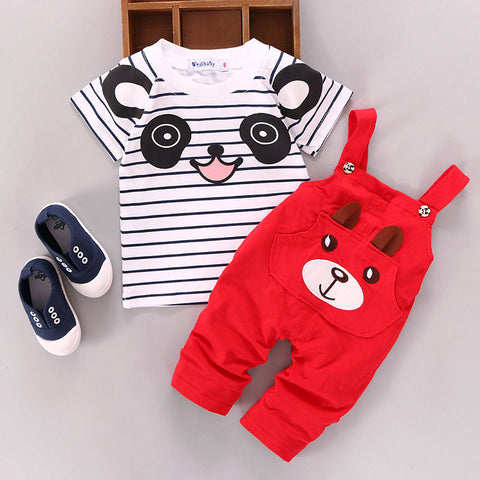 2018 New Summer Baby Boy's and Girls' Cotton 100% Short-sleeved Sets Cartoon Kids Suit Kids 2PCS  0-2Years Children's Wear