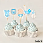 12/18/20pcs Baby Shower Cupcake Toppers Boy Girl Christening Blue Birthday Party Decorations Kids Festive Event Party Supplies