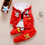 Baby Boys Clothes Brand Sets Cute Minnie Toddler Infant Newborn  Baby Clothes Infant Cotton Coat+T Shirt+Pants 3Pcs Clothes Sets