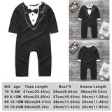 Toddler Handsome Baby Pompers Cool Boy Clothes Baby Long Sleeve Suit Infant Jumpsuit GentlemenBlack Bowknot Rompers Formal Suit