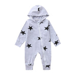 Newborn Baby infant Toddler Boy Girls Hooded Long Sleeved Leotards and Rompers Clothes Jumpsuit Autumn Star Print Outfits *n