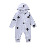 Newborn Baby infant Toddler Boy Girls Hooded Long Sleeved Leotards and Rompers Clothes Jumpsuit Autumn Star Print Outfits *n