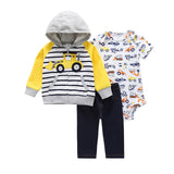 BABY BOY GIRL CLOTHES SET cotton long sleeve hooded jacket+pant+rompers new born infant toddler outfits unisex newborn clothing