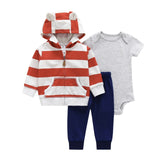 BABY BOY GIRL CLOTHES SET cotton long sleeve hooded jacket+pant+rompers new born infant toddler outfits unisex newborn clothing