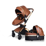 Babyfond Baby Stroller 360 rotate golden frame baby car 2 in 1 including sleeping basket Leather baby stroller EU Certification