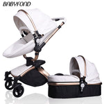 Babyfond Baby Stroller 360 rotate golden frame baby car 2 in 1 including sleeping basket Leather baby stroller EU Certification