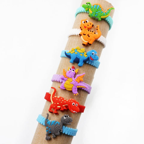 6pcs Dinosaur Party Rubber Bangle Bracelet Baby Shower Birthday Party Decorations Kids Gifts Jungle Party Decoration Supplies
