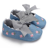 Newborn Baby Girl Flower Sneakers Toddler Cotton Bow Casual Shoes Infant Little Girls Princess Sequin Stars Leather Shoes 0-18Ms