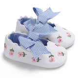 Newborn Baby Girl Flower Sneakers Toddler Cotton Bow Casual Shoes Infant Little Girls Princess Sequin Stars Leather Shoes 0-18Ms