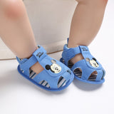 2019 Summer Newborn Baby Soft Bottom First Walkers Cartoon Blue Color Baby Boy Summer Shoes Infant Toddler Crib Shoes