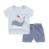 Cartoon Shark New Born Baby Boy Fashion Clothing Outfits Baby Girl Casual Clothing Sets