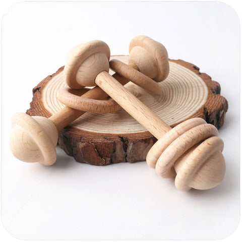Baby Toys Wooden Rattle Toys  Baby Teether Wooden Ring Hand Teething Rattles Musical Chew Play Gym Montessori Stroller For Girls
