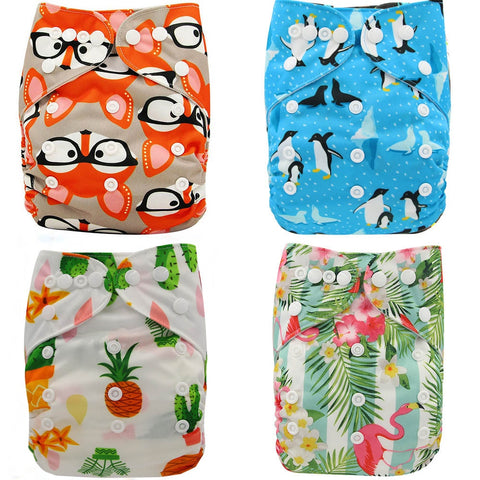 Ohbabyka Baby Cloth Diapers Reusable Nappies Character Unisex Baby Care Pants Waterproof Pocket Cloth Diaper Baby Shower Gifts