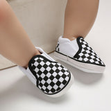 Newborn Baby Boy Girl Crib Pram Shoes Prewalker Soft Sole Slippers Trainers 0-18 Plaid Shallow Canvas Soft  Anti-slip Sneaker