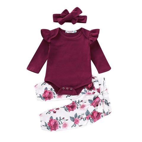 Floral Baby Girl Clothes Long Sleeve Autumn Winter Newborn Outfit For Girl Casual Flower Print Infant Girl Clothing Set P25