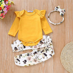 Floral Baby Girl Clothes Long Sleeve Autumn Winter Newborn Outfit For Girl Casual Flower Print Infant Girl Clothing Set P25