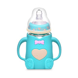 240ml Baby Silicone Milk Feeding Bottle Mamadeira Vidro BPA Free Safe Infant Juice Water Feeding Bottle cup Glass Nursing Feede