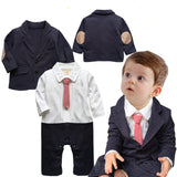New baby boy clothes gentleman baby clothing set shirt with tie+ coat+pant newborn baby clothes